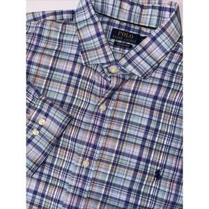 Polo Ralph Lauren Blue Check Shirt Performance Nylon Fit‎ Multicolor Mens XXL/TG